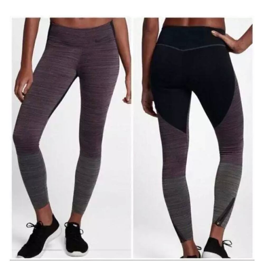 Nike Colorblock Legendary Dri Fit Leggings Purple Grey Black Size XS